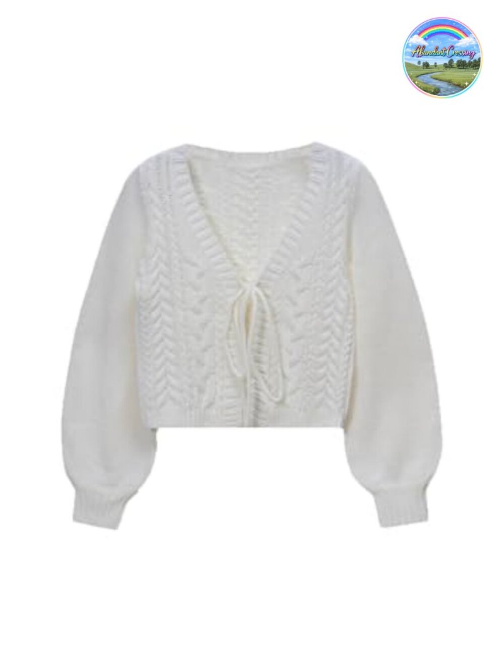 Lightweight Acrylic Cropped Tie Front Cardigan V Neck Long Sleeve
